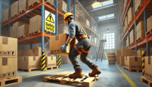 Image of lifting a create in a warehouse for Learn Qs Safe Manual Handling Risks and Procedures blog