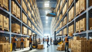 Image of warehouse workers lifting a box for Learn Q The Challenges of Manual Handling in the Workplace blog