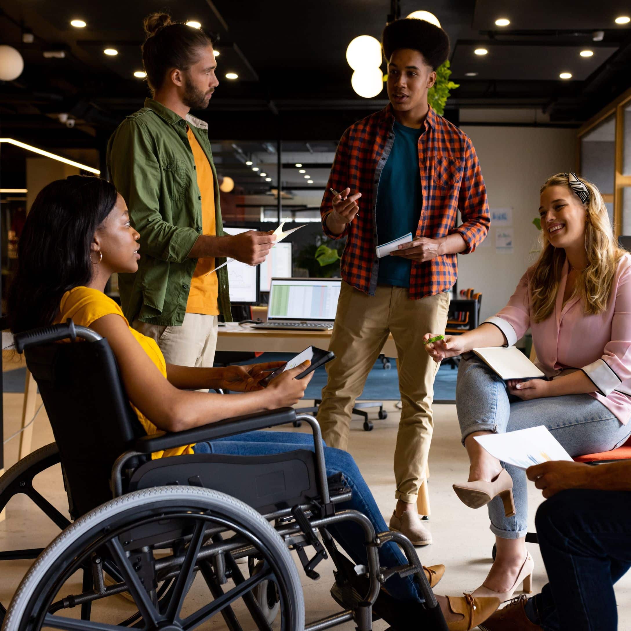 Image of Female Worker in Team Meeting for Learn Q Health and Safety Disabled People at Work blog