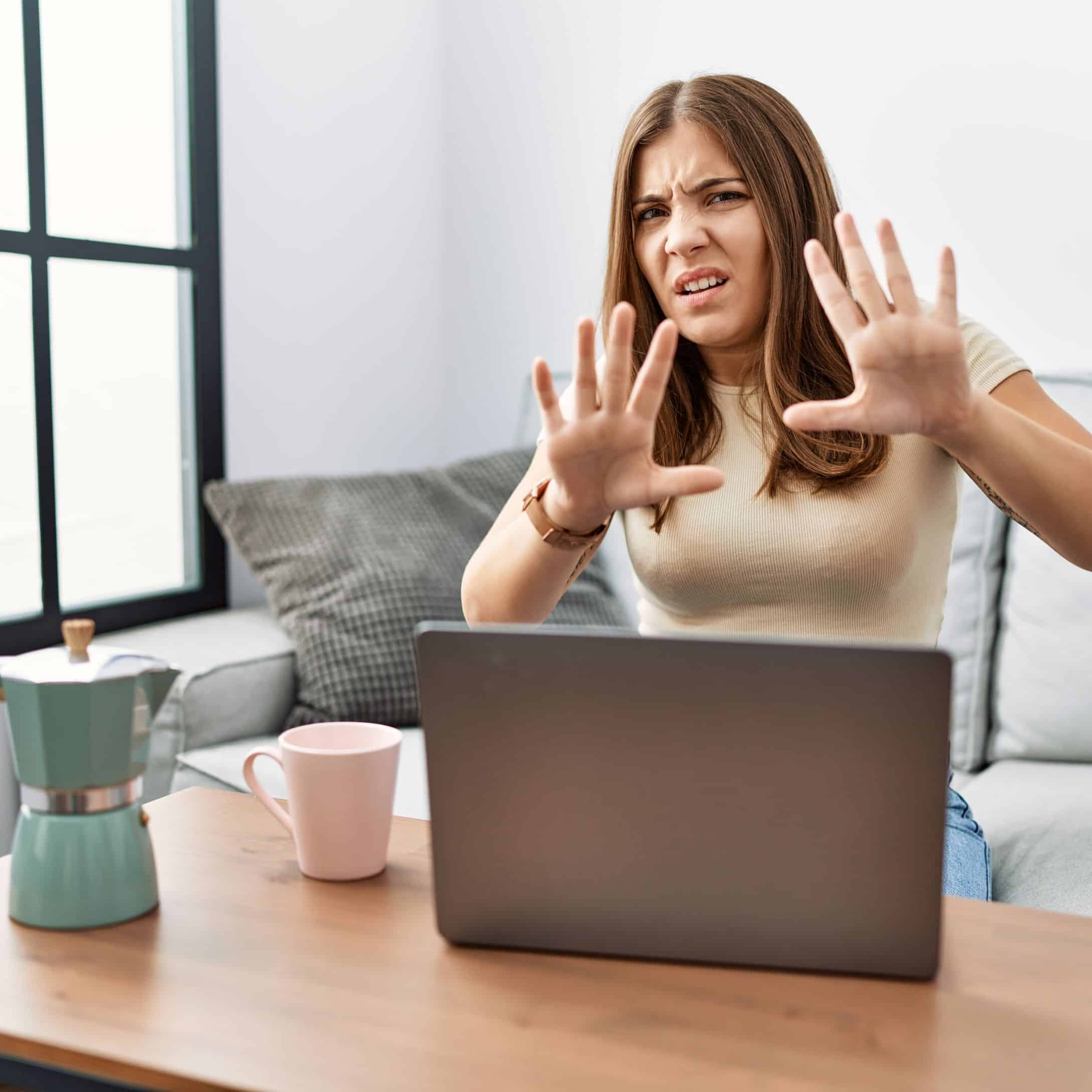 Image of Young Woman Stopping Aggression at Work for Learn Q Health and Safety Violence and Aggression at Work blog