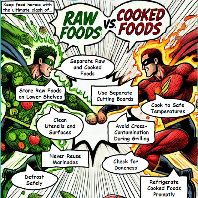 image of free raw foods vs cooked foods poster from Learn Q