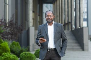 Image of an interpreter leaving a court building for Learn Q Understanding Code of Conduct for Interpreters blog